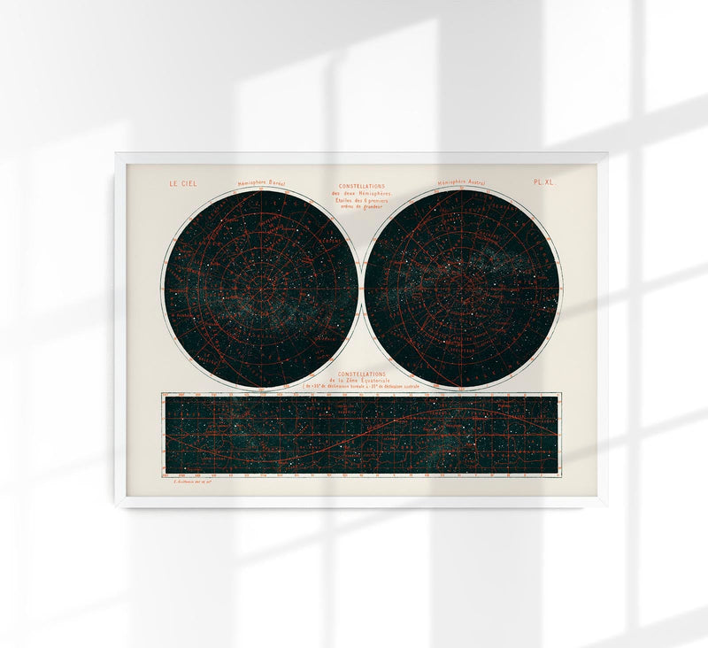 Night Sky Constellations Astronomical Chart Poster – Hand-printed Berlin — Patroa Studio