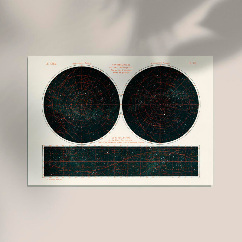 Night Sky Constellations Astronomical Chart Poster – Hand-printed Berlin — Ansicht 3