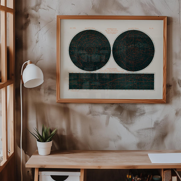Night Sky Constellations Astronomical Chart Poster – Hand-printed Berlin