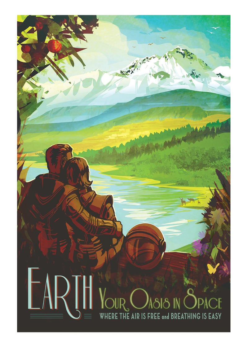 Oasis in Space Vintage Poster – Illustration Astronomie Wanddeko — Ansicht 3