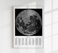 Carte de la lune White Astronomical Poster – Moon Phases Wall Art — Ansicht 1