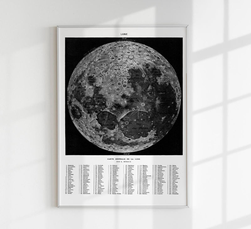 Carte de la lune White Astronomical Poster – Moon Phases Wall Art — Patroa Studio