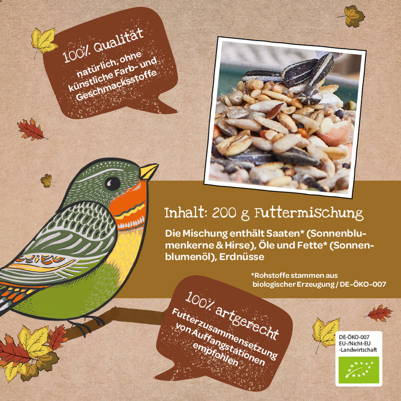 Organic Outdoor Buffet for Birds – 200g EU Organic Feed & Perch — Ansicht 4