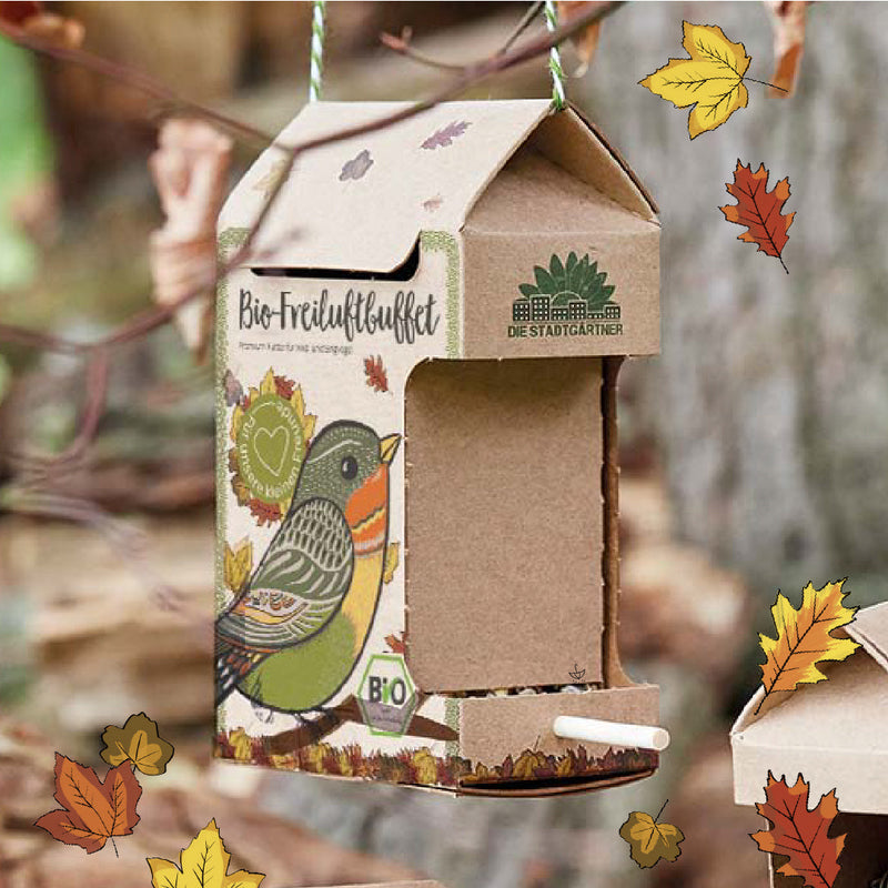 Organic Outdoor Buffet for Birds – 200g EU Organic Feed & Perch — Die Stadtgärtner