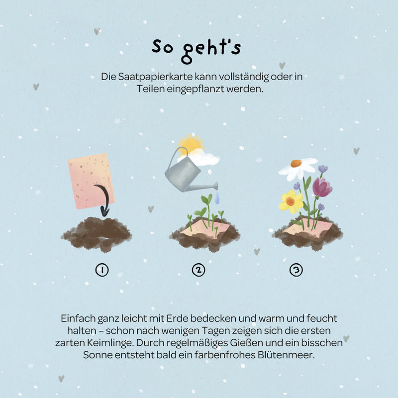 Grußkarte Herzrasen kann man nicht mähen – Saatpapier mit Wildblumensamen — Ansicht 5