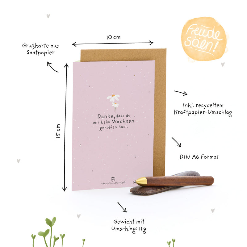 Grußkarte Danke – Saatpapier mit Gänseblümchen — Ansicht 7