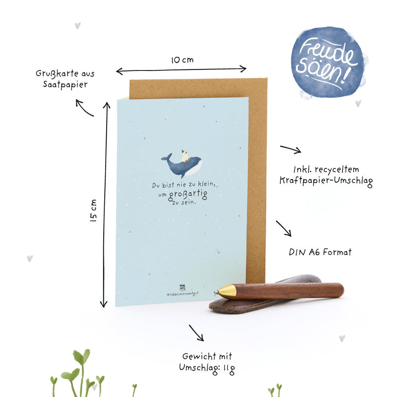 Grußkarte „Du bist nie zu klein, um großartig zu sein“ – Saatpapier mit Wildblumensamen — Ansicht 7