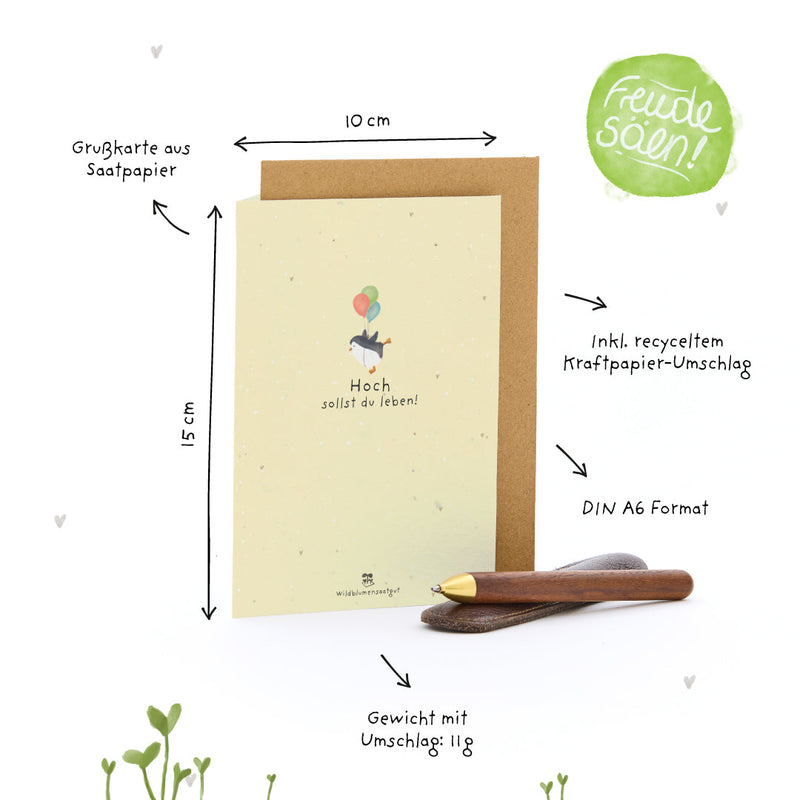 Grußkarte Hoch sollst du leben – Saatpapier mit Wildblumensamen — Ansicht 7