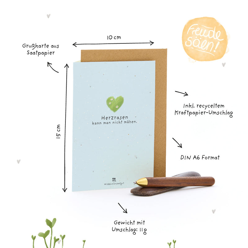 Grußkarte Herzrasen kann man nicht mähen – Saatpapier mit Wildblumensamen — Ansicht 7