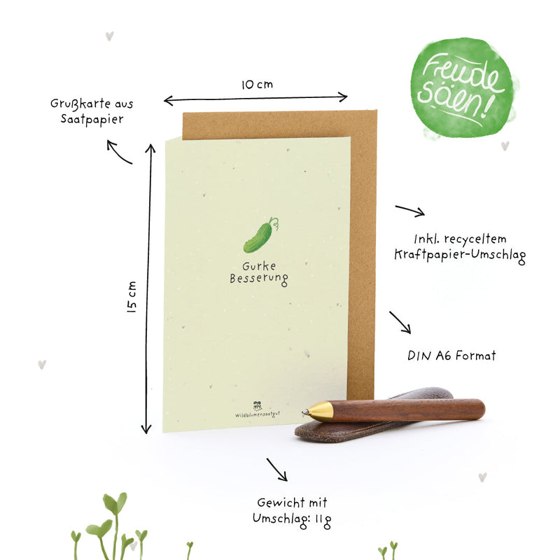 Grußkarte Gurke Besserung – Saatpapier mit Wildblumensamen — Ansicht 7