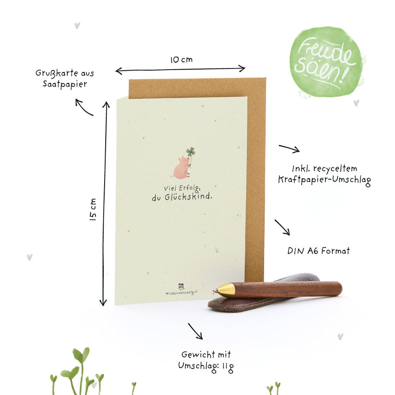 Grußkarte Viel Erfolg – Saatpapier mit Wildblumensamen — Ansicht 7