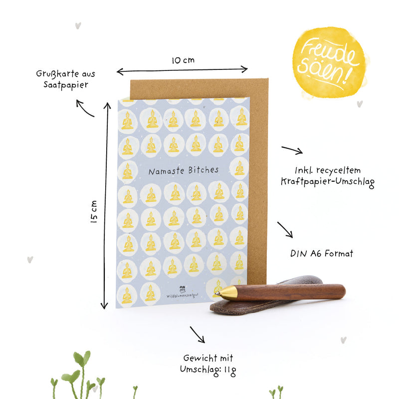 Grußkarte Namaste Bitches – Saatpapier mit Wildblumensamen — Ansicht 7