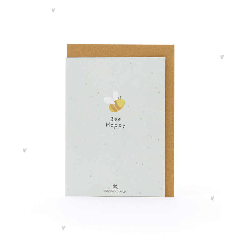 Grußkarte Bee Happy – Saatpapier mit Wildblumensamen — Ansicht 2