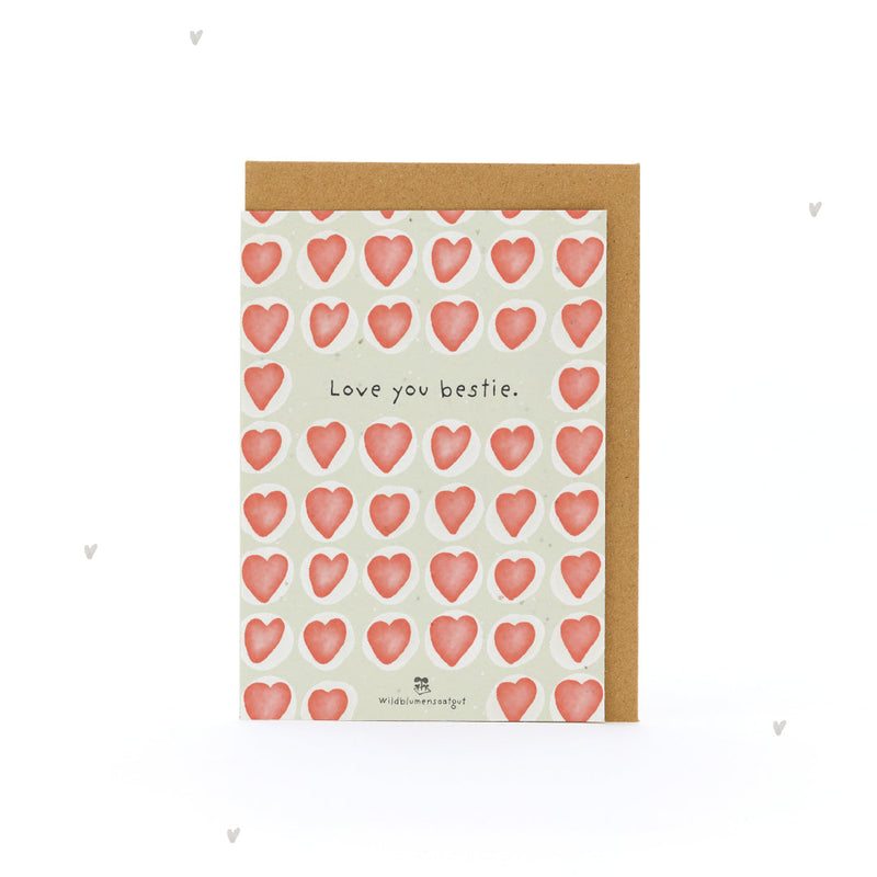 Grußkarte Love you bestie – Saatpapier mit Wildblumensamen — Ansicht 2