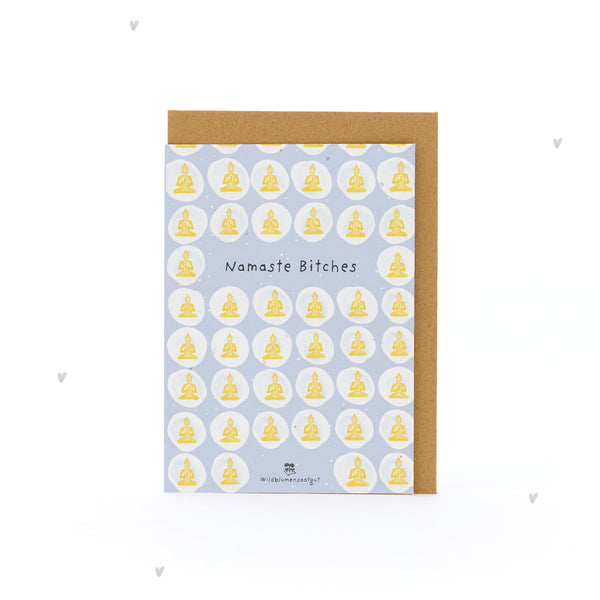 Grußkarte Namaste Bitches – Saatpapier mit Wildblumensamen