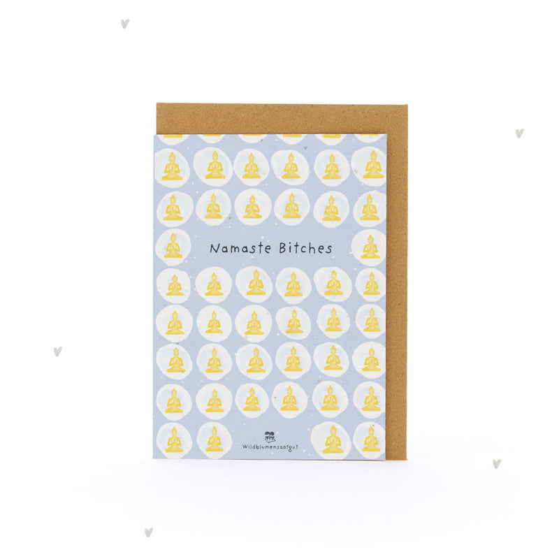 Grußkarte Namaste Bitches – Saatpapier mit Wildblumensamen — Ansicht 2
