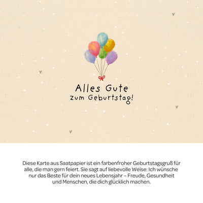 Grußkarte Alles Gute zum Geburtstag – Saatpapier mit Wildblumensamen