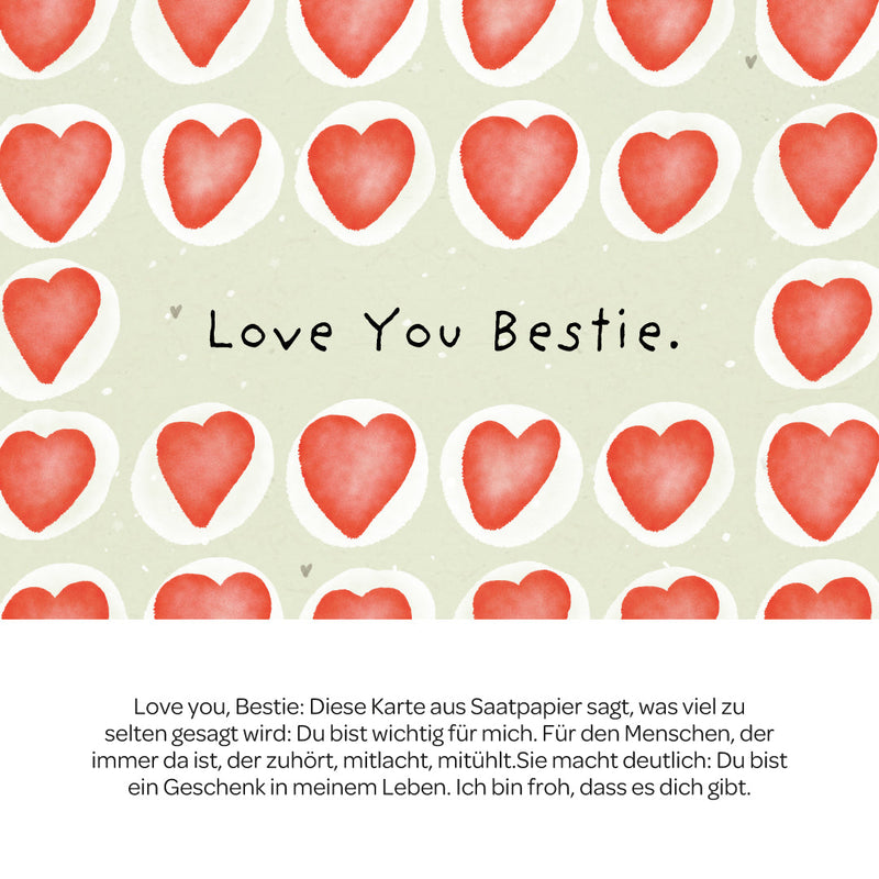 Grußkarte Love you bestie – Saatpapier mit Wildblumensamen — Ansicht 3