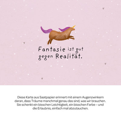 Grußkarte Fantasie ist gut gegen Realität – Saatpapier mit Wildblumensamen