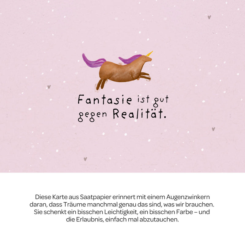 Grußkarte Fantasie ist gut gegen Realität – Saatpapier mit Wildblumensamen — Ansicht 3