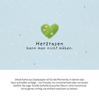 Grußkarte Herzrasen kann man nicht mähen – Saatpapier mit Wildblumensamen — Ansicht 3