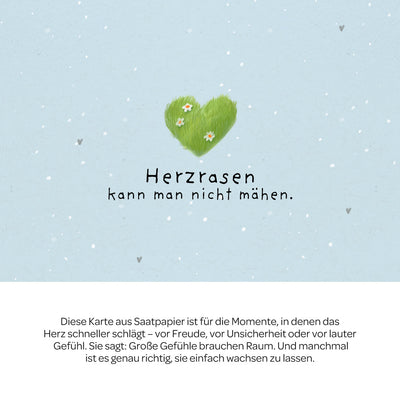 Grußkarte Herzrasen kann man nicht mähen – Saatpapier mit Wildblumensamen