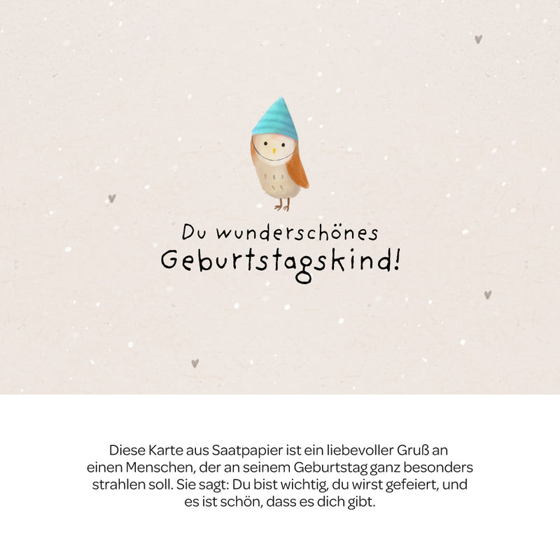 Grußkarte Du wunderschönes Geburtstagskind – Saatpapier mit Wildblumensamen — Ansicht 3