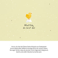 Grußkarte Hurra, du bist da! – Saatpapier mit Wildblumensamen — Ansicht 3