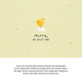 Grußkarte - Hurra, du bist da!