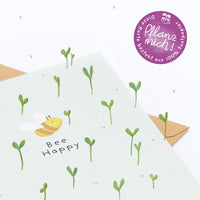 Grußkarte Bee Happy – Saatpapier mit Wildblumensamen — Ansicht 4