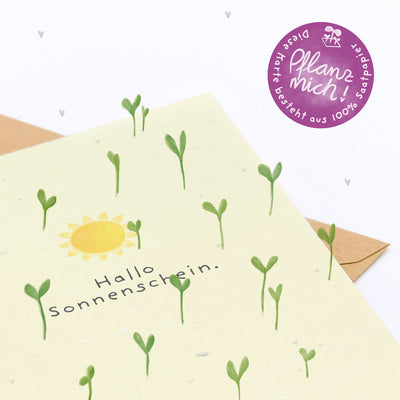 Grußkarte Hallo Sonnenschein – Saatpapier mit Wildblumensamen