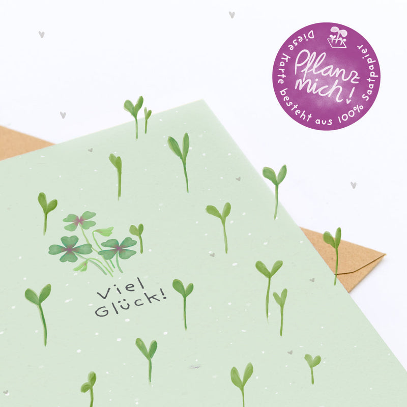 Grußkarte Viel Glück – Saatpapier mit Wildblumensamen — Ansicht 4