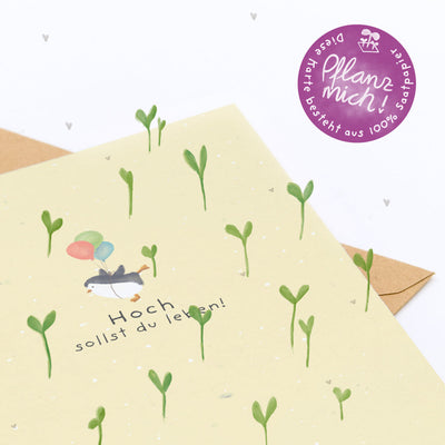 Grußkarte Hoch sollst du leben – Saatpapier mit Wildblumensamen