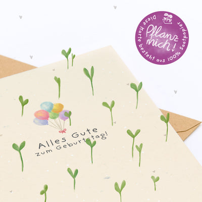 Grußkarte Alles Gute zum Geburtstag – Saatpapier mit Wildblumensamen