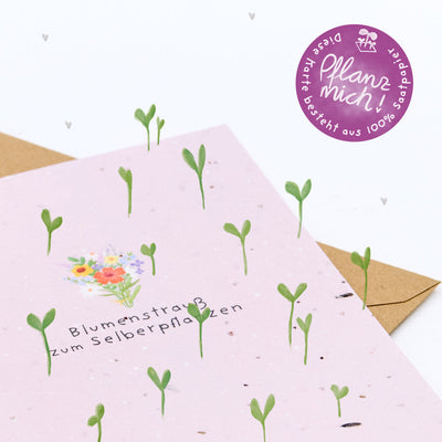 Grußkarte Blumenstrauß zum Selberpflanzen – Saatpapier Wildblumen
