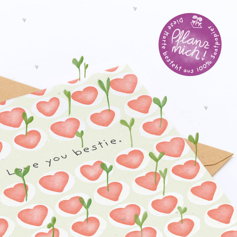 Grußkarte Love you bestie – Saatpapier mit Wildblumensamen — Ansicht 4
