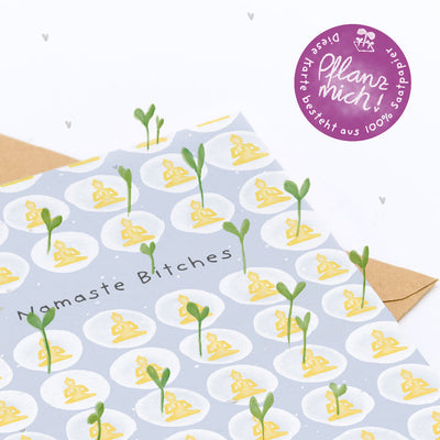 Grußkarte Namaste Bitches – Saatpapier mit Wildblumensamen