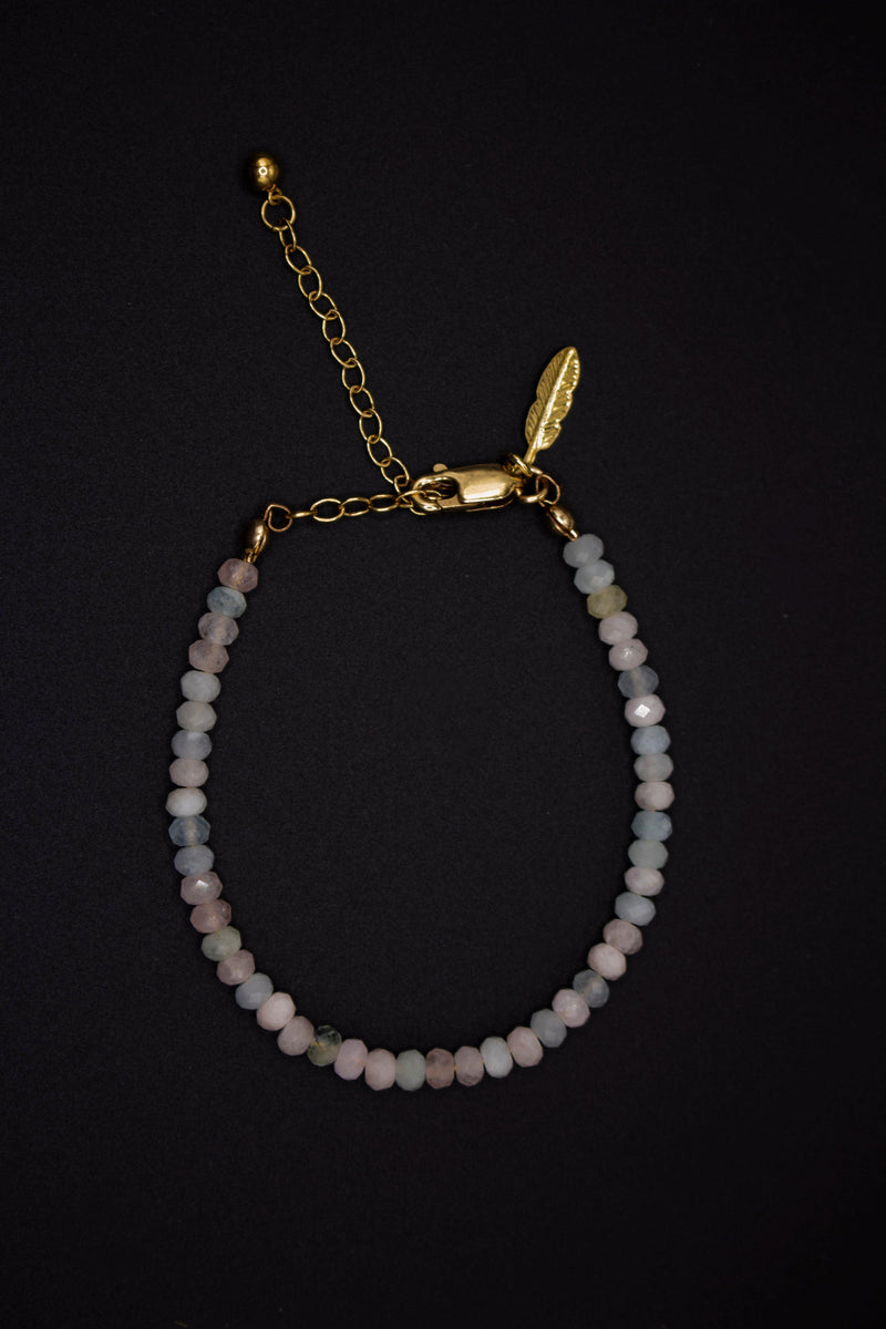 Marina Pearl Bracelet Aquamarine Morganite 14k Gold 925 Silver Handmade — Ansicht 4