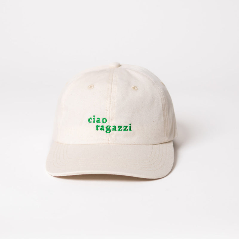 ciao ragazzi Premium Dad Cap Beige Green – Bio-Baumwolle, EU-Made — arrel - responsible apparel