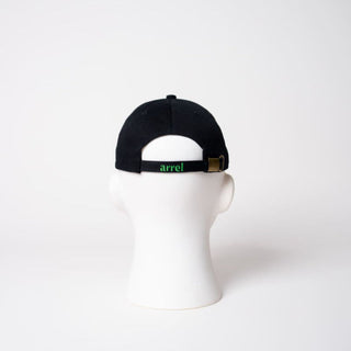 Verschluss der schwarzen Matcha Club dad cap aus Bio-Baumwolle von arrel