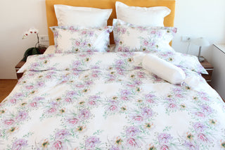 Bettwäsche-Set White Rose – 100 % mercerisierte Baumwolle | Schweizer Satin 300 TC | bügelleicht