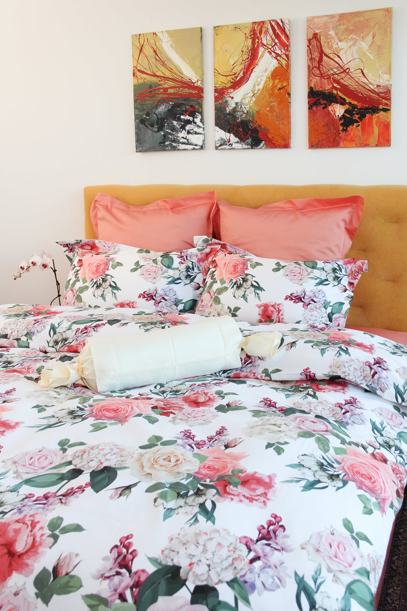 Duvet Cover Set Lilac & Rose – 100% Mercerized Cotton, Swiss Satin 300 TC, Easy Care — Ansicht 3