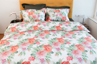 Bettwäsche-Set English Rose – 100 % mercerisierte Baumwolle | Schweizer Satin 300 TC | bügelleicht