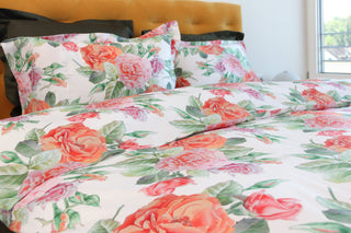 Bettwäsche-Set English Rose – 100 % mercerisierte Baumwolle | Schweizer Satin 300 TC | bügelleicht