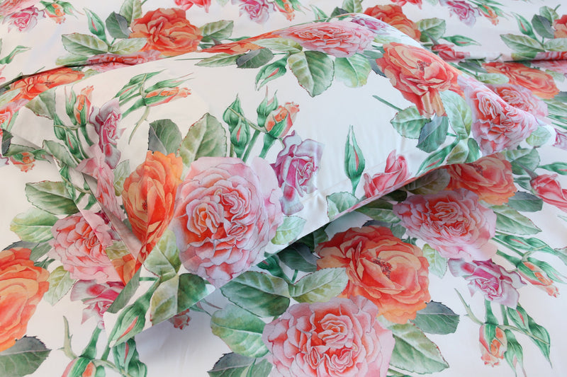 Bed linen set English Rose – 100% mercerized cotton, Swiss satin 300 TC, easy-care — von der Thannen Luxury Bedding
