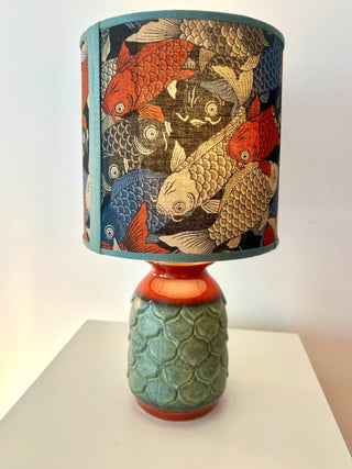 70er Jahre Jasba Vasenlampe mit japanischem Koi-Schirm
