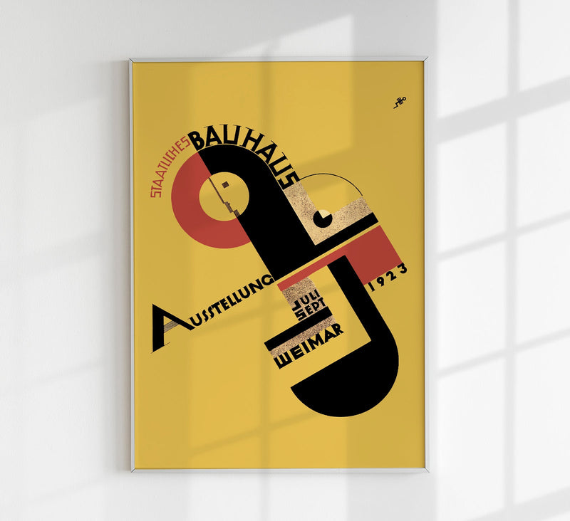 Yellow Bauhaus Exhibition Poster by Joost Schmidt 1923 – Geometric Design Fine Art Print — Patroa Studio