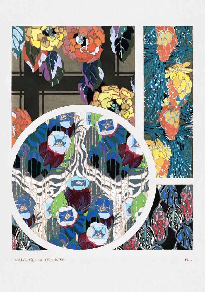 Vintage Blumenmuster Art-Deco Poster n. 2 von Édouard Bénédictus — Ansicht 3