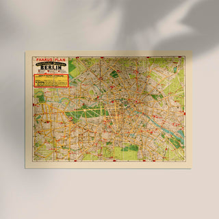 Antique 1922 Berlin Pharus Map – Stadtplan | Fine Art | Canvas