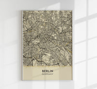 Berlin Minimalist Lines Beige Map Poster – Fine Art Paper or Canvas — Ansicht 1